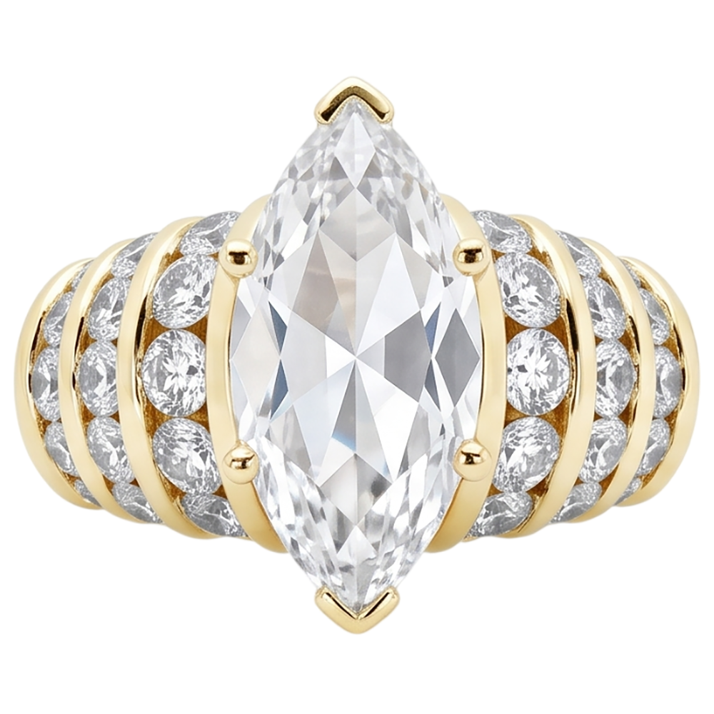 2.5 Ct. Natural Earth Mined Diamonds Engagement Ring Marquise Diamonds Yellow Gold