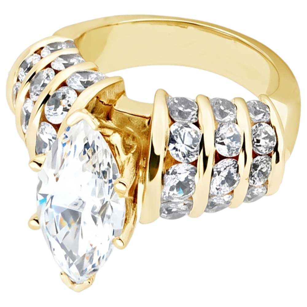2.5 Ct. Natural Earth Mined Diamonds Engagement Ring Marquise Diamonds Yellow Gold