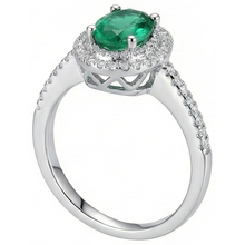 2.5 Ct Oval Cut Green Emerald And Natural Earth Mined Diamond Wedding Ring White Gold 14K