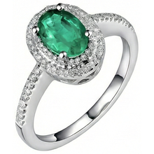 2.5 Ct Oval Cut Green Emerald And Natural Earth Mined Diamond Wedding Ring White Gold 14K