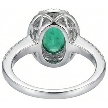 2.5 Ct Oval Cut Green Emerald And Natural Earth Mined Diamond Wedding Ring White Gold 14K