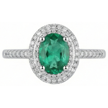 2.5 Ct Oval Cut Green Emerald And Natural Earth Mined Diamond Wedding Ring White Gold 14K