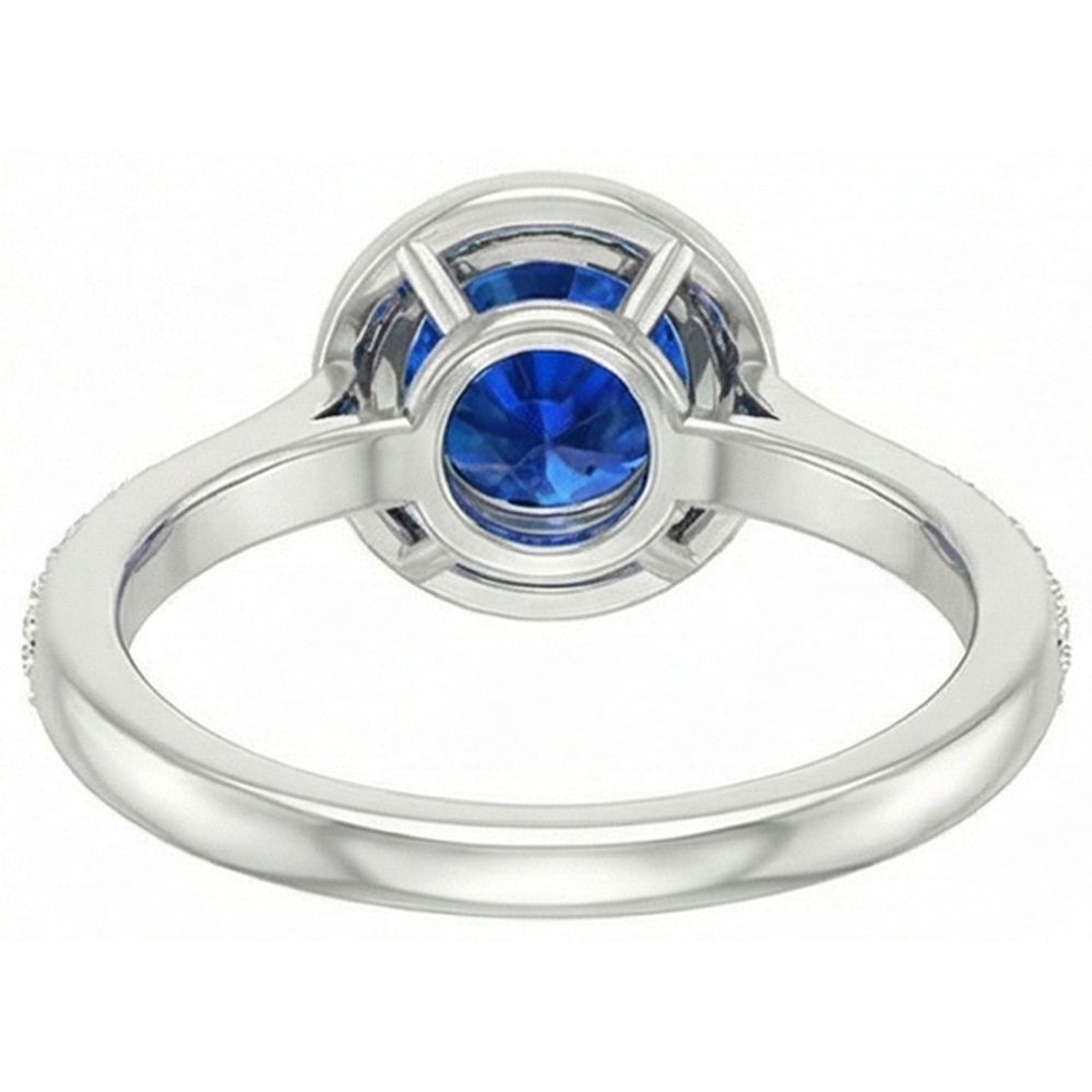 2.5 Ct Sri Lanka Blue Sapphire Round Natural Earth Mined DIAMOND ( NOT LAB GROWN ) Ring