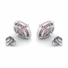 Pink Diamond Earrings 2.5 Carat Lab Grown Cushion Halo 14K White Gold