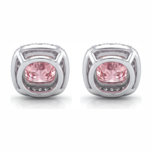 Pink Diamond Earrings 2.5 Carat Lab Grown Cushion Halo 14K White Gold