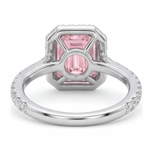 Pink Diamond Ring 2.5 Carat Lab Grown Emerald Halo 14K White Gold