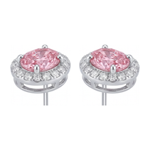 Pink Diamond Drop Earrings 2.5 Carat Lab Grown Oval Halo 14K White Gold