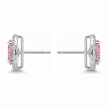 Pink Diamond Drop Earrings 2.5 Carat Lab Grown Oval Halo 14K White Gold
