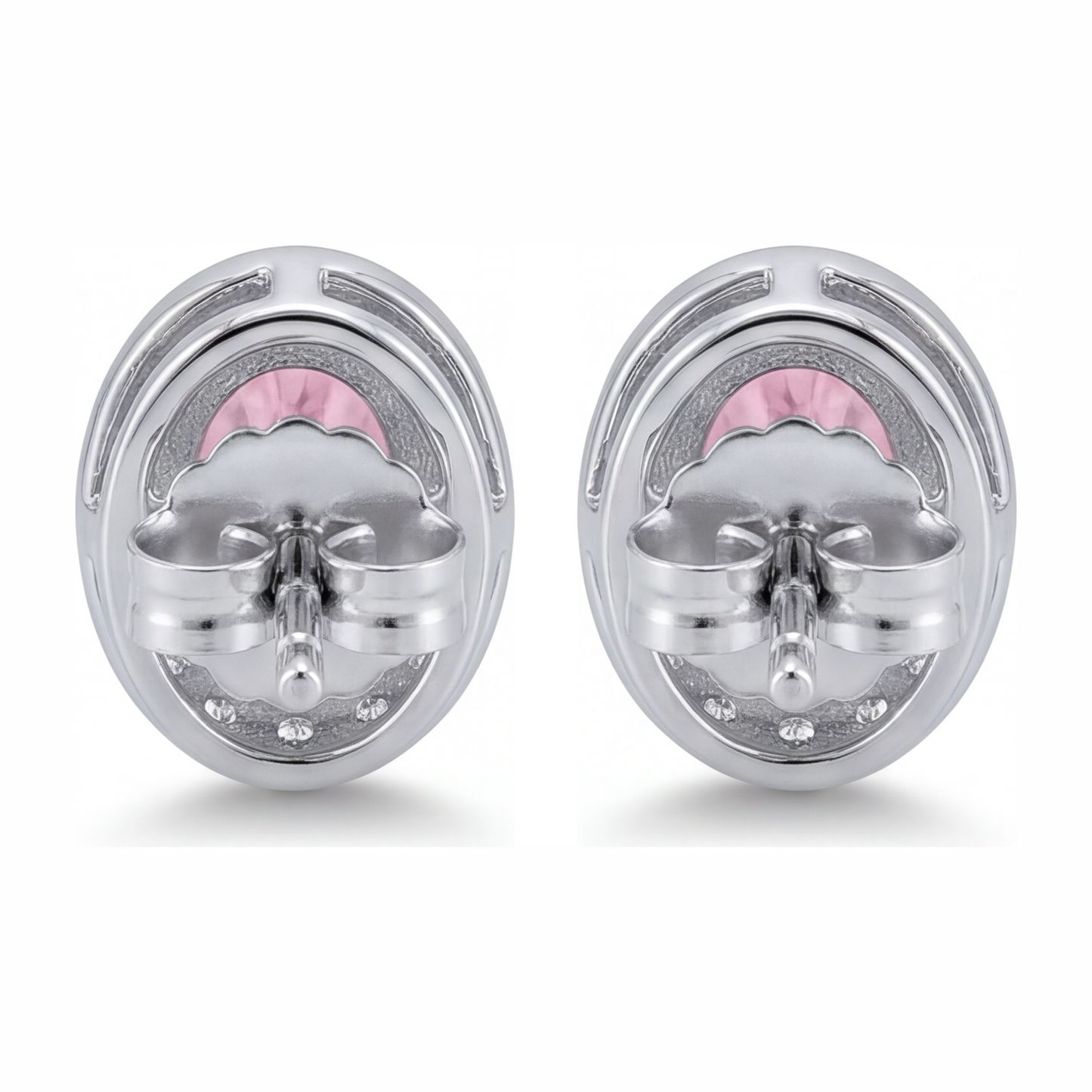 Pink Diamond Drop Earrings 2.5 Carat Lab Grown Oval Halo 14K White Gold