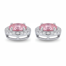 Pink Diamond Drop Earrings 2.5 Carat Lab Grown Oval Halo 14K White Gold