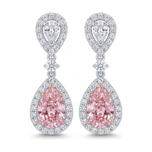 Pink Diamond Earrings 2.5 Carat Lab Grown Pear Halo 14K White Gold