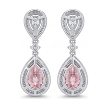 Pink Diamond Earrings 2.5 Carat Lab Grown Pear Halo 14K White Gold