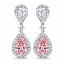 Pink Diamond Earrings 2.5 Carat Lab Grown Pear Halo 14K White Gold