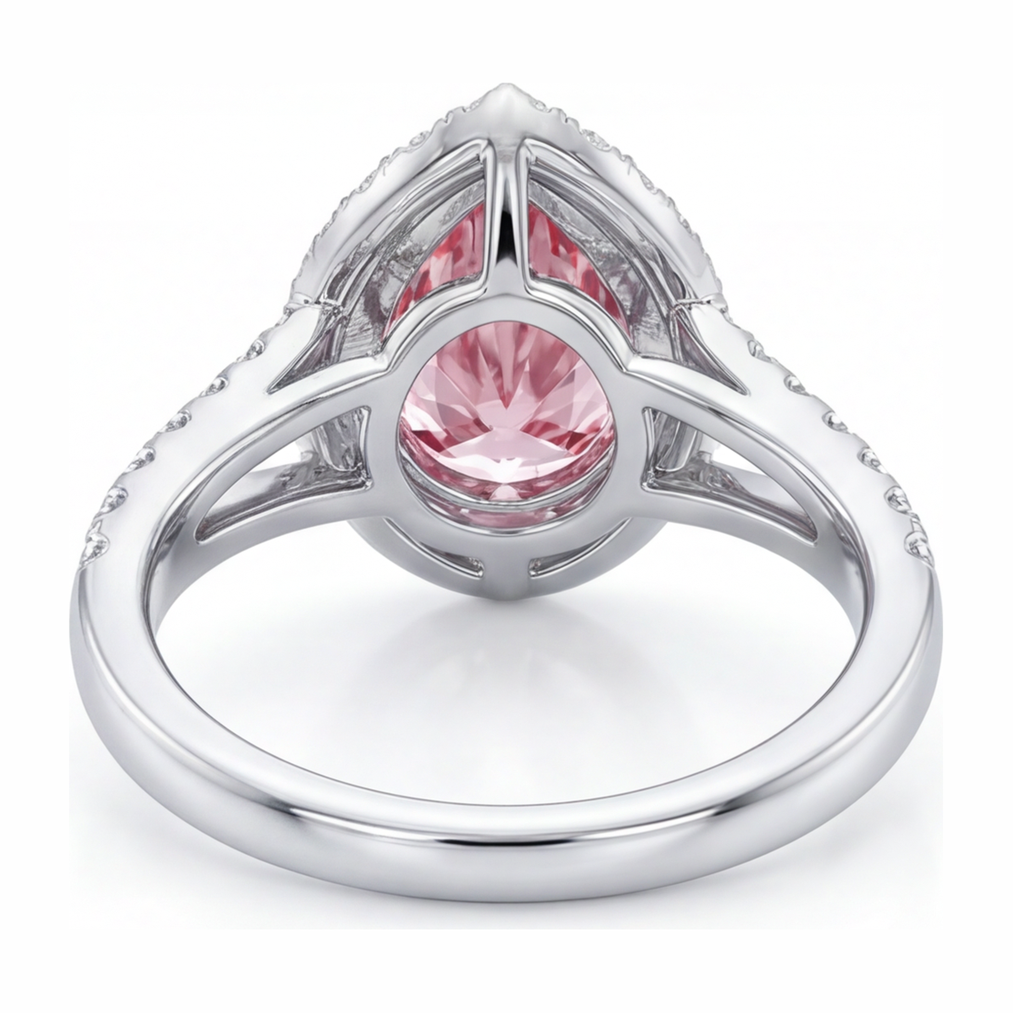 Pink Diamond Engagement Ring 2.5 Carat Lab Grown Pear Halo 14K White Gold