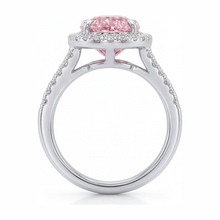 Pink Diamond Engagement Ring 2.5 Carat Lab Grown Pear Halo 14K White Gold