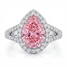 Pink Diamond Engagement Ring 2.5 Carat Lab Grown Pear Halo 14K White Gold