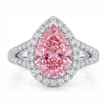 Pink Diamond Engagement Ring 2.5 Carat Lab Grown Pear Halo 14K White Gold