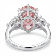 Pink Diamond Gold Ring 2.5 Carat Lab Grown Pear Three Stone 14K White