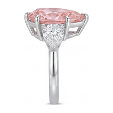 Pink Diamond Gold Ring 2.5 Carat Lab Grown Pear Three Stone 14K White