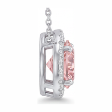 Pink Diamond Necklace 2.5 Carat Lab Grown Round Halo Pendant 14K White Gold