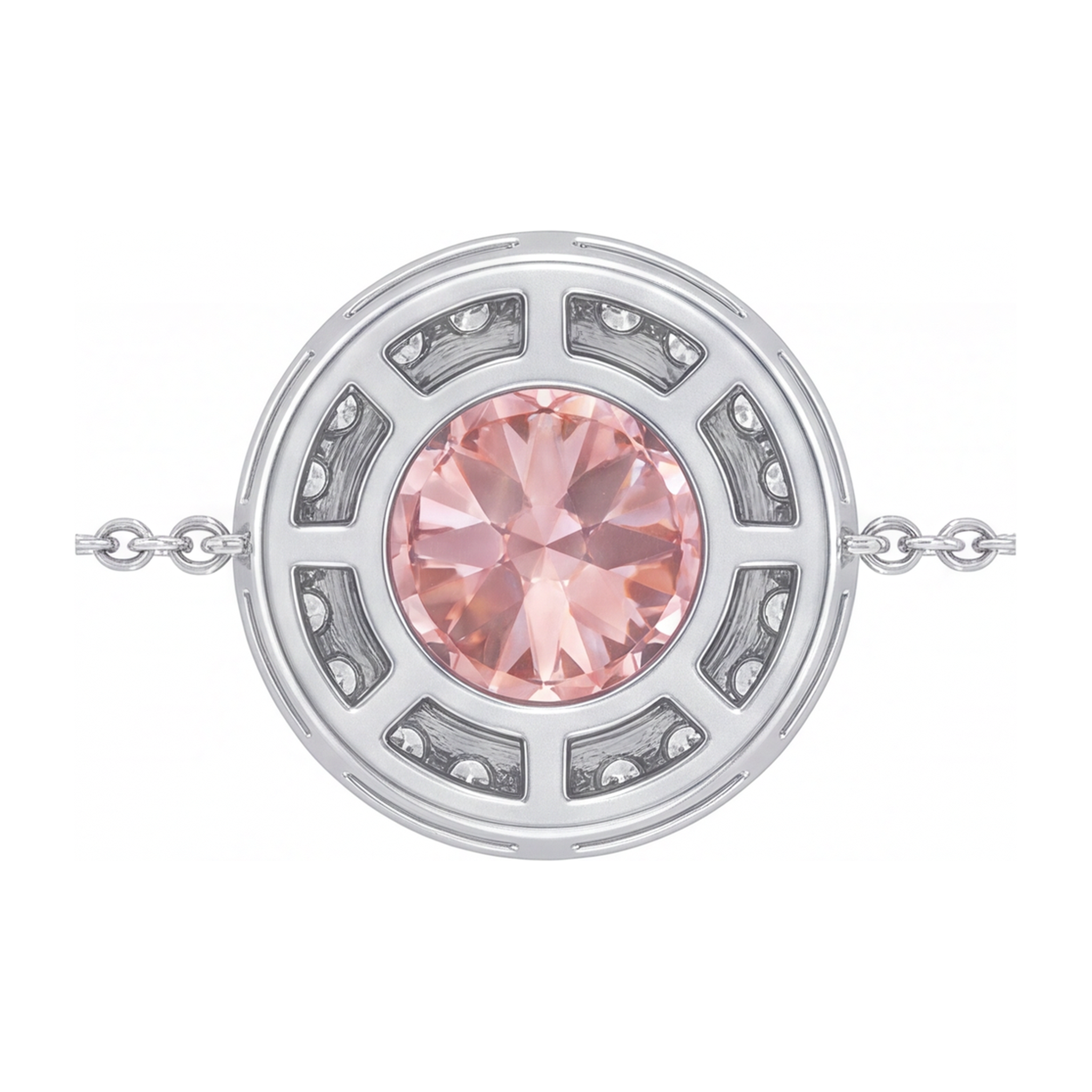 Pink Diamond Necklace 2.5 Carat Lab Grown Round Halo Pendant 14K White Gold