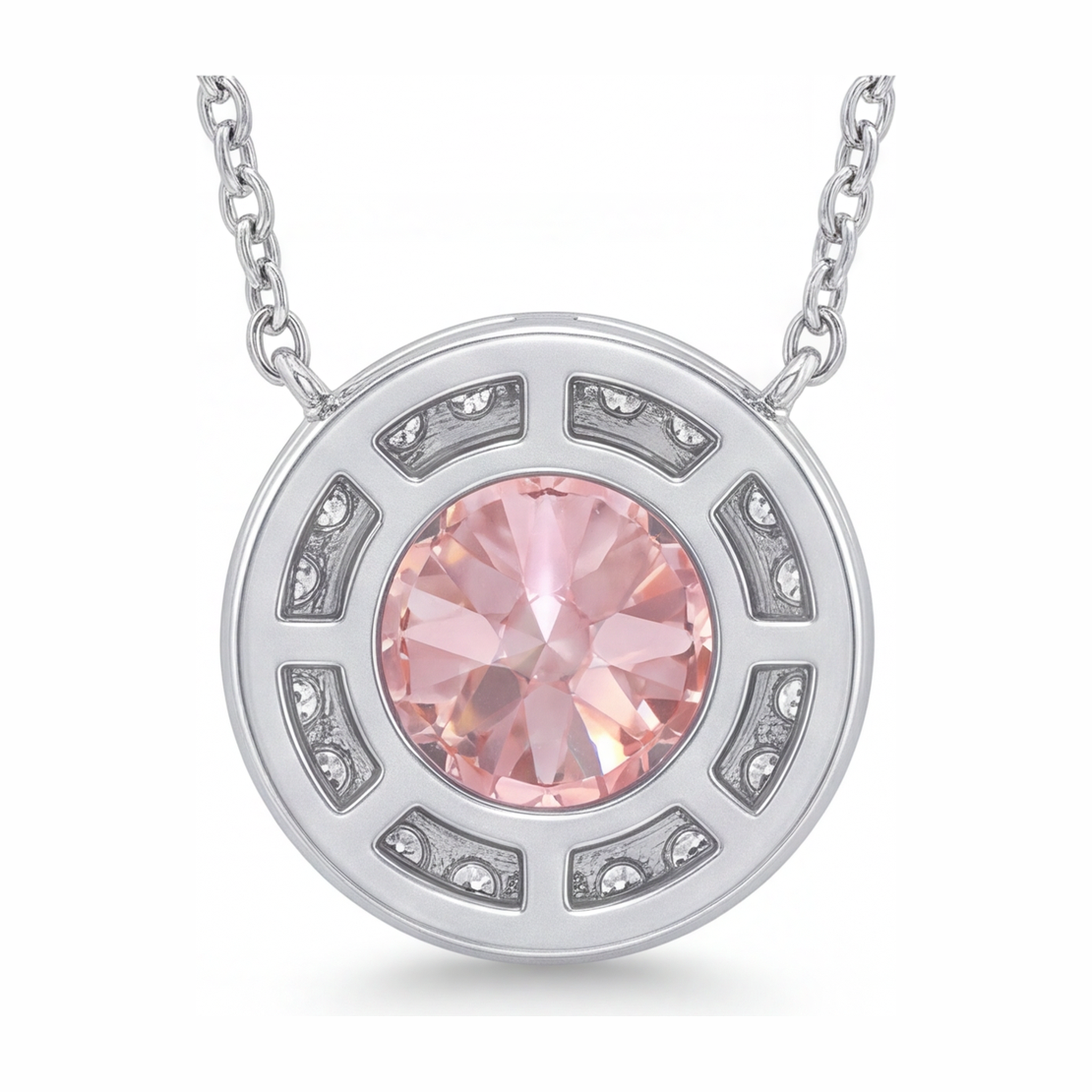 Pink Diamond Necklace 2.5 Carat Lab Grown Round Halo Pendant 14K White Gold