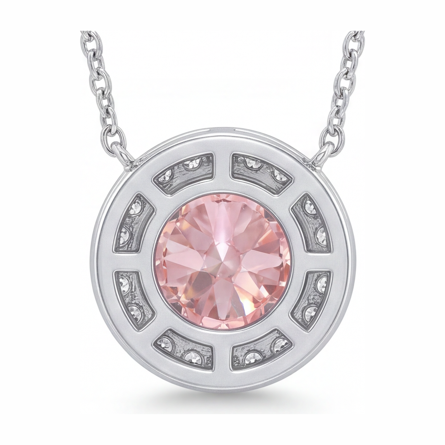 Pink Diamond Necklace 2.5 Carat Lab Grown Round Halo Pendant 14K White Gold
