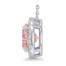 Pink Diamond Necklace 2.5 Carat Lab Grown Round Halo Pendant 14K White Gold