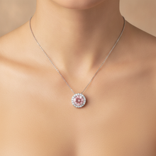 Pink Diamond Necklace 2.5 Carat Lab Grown Round Halo Pendant 14K White Gold