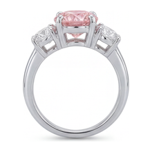 Pink Diamond Engagement Ring 2.5 Carat Lab Grown Round Three Stone 14K White Gold
