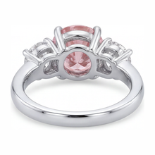 Pink Diamond Engagement Ring 2.5 Carat Lab Grown Round Three Stone 14K White Gold