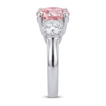 Pink Diamond Engagement Ring 2.5 Carat Lab Grown Round Three Stone 14K White Gold