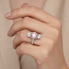 Pink Diamond Engagement Ring 2.5 Carat Lab Grown Round Three Stone 14K White Gold