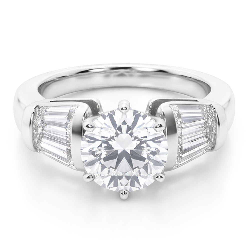 2.50 Carat Real Natural Earth Mined Diamonds Ring 3 Stone Style Engagement Ring