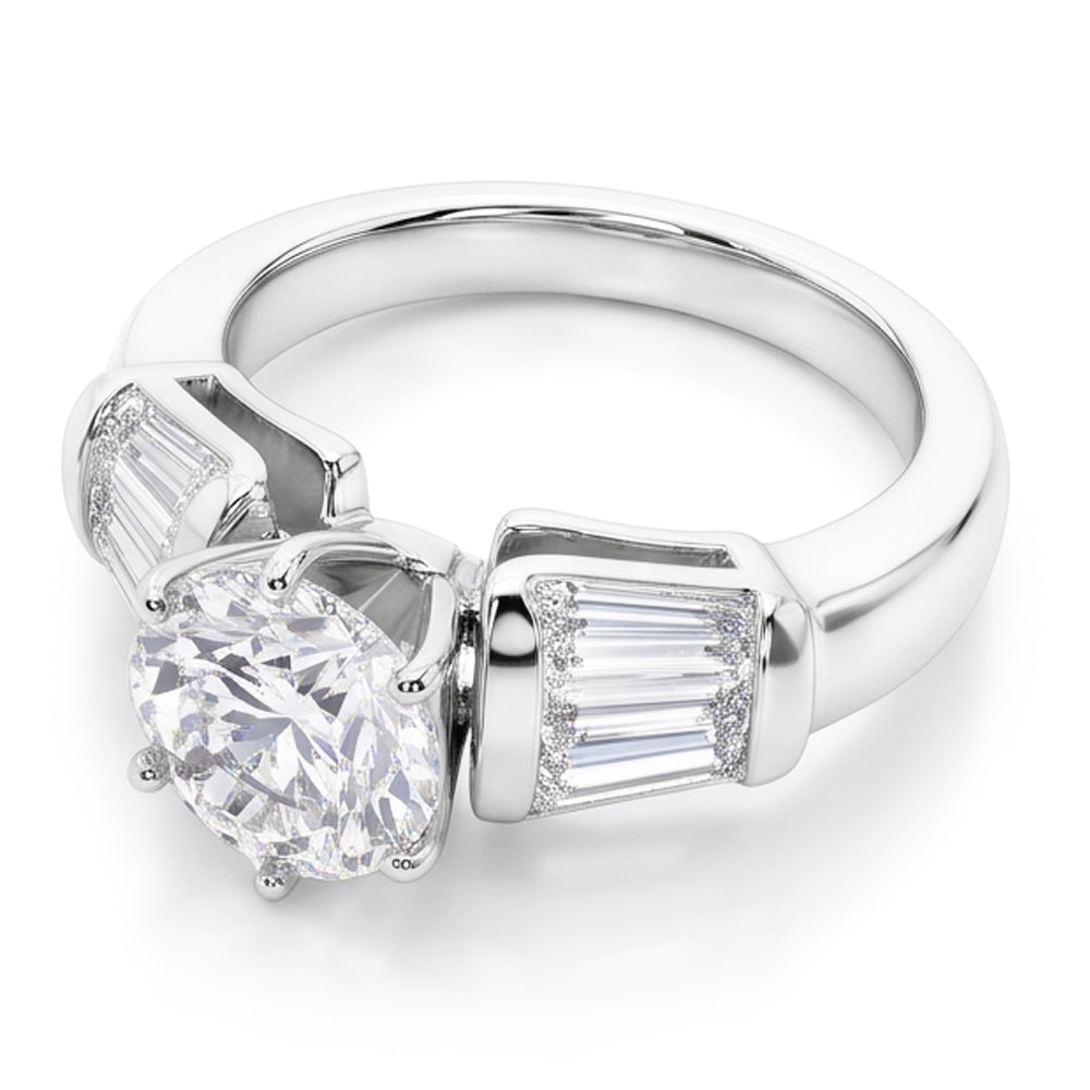 2.50 Carat Real Natural Earth Mined Diamonds Ring 3 Stone Style Engagement Ring