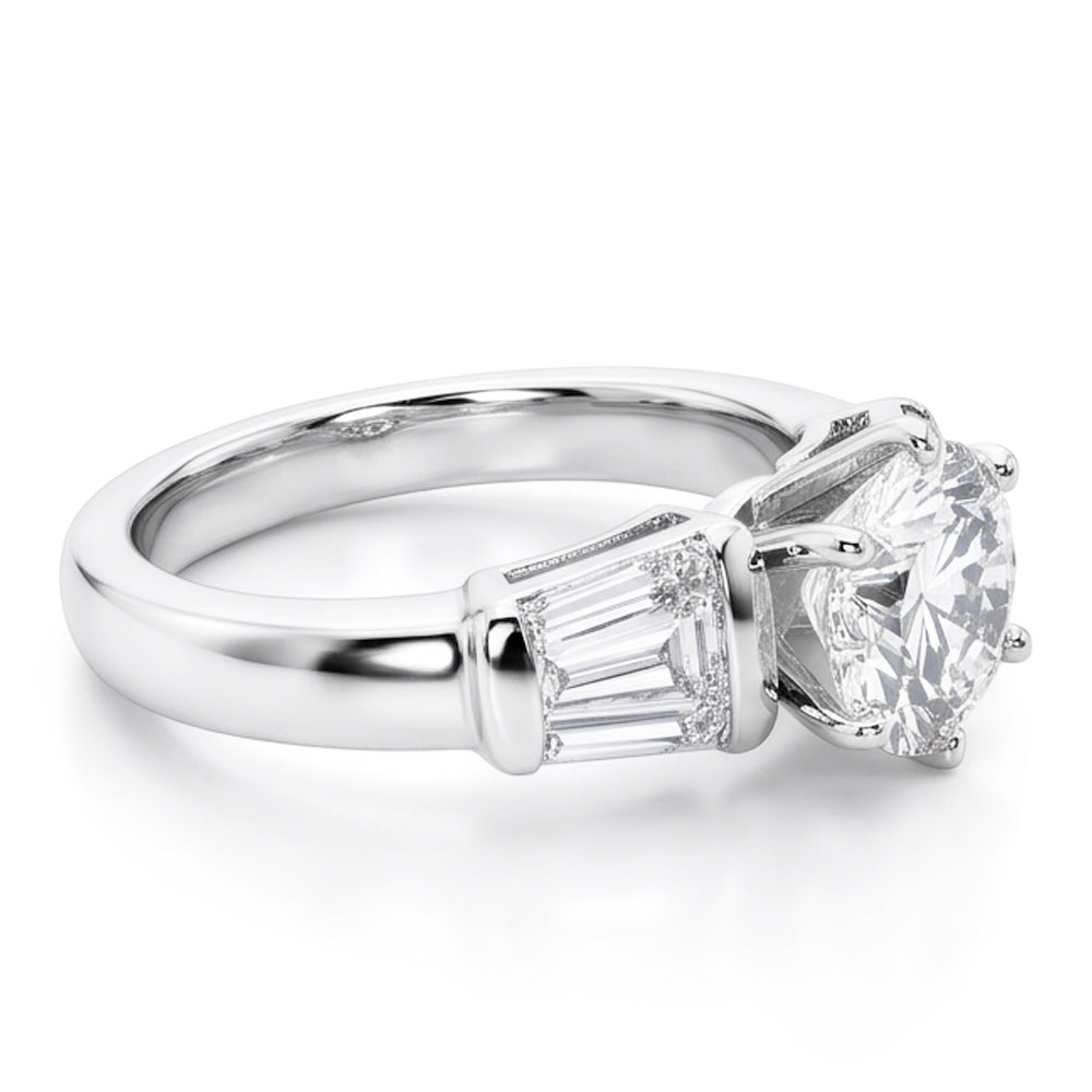2.50 Carat Real Natural Earth Mined Diamonds Ring 3 Stone Style Engagement Ring