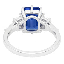 2.50 Carats Baguette Natural Earth Mined Diamond Anniversary Emerald Blue Sapphire Ring