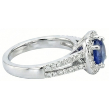 2.50 Carats Blue Sapphire And White Round Natural Earth Mined DIAMOND ( NOT LAB GROWN ) Ring White Gold