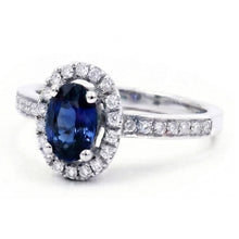 2.50 Carats Ceylon Blue Sapphire And Natural Earth Mined DIAMOND ( NOT LAB GROWN )s Ring White Gold 14K