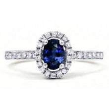 2.50 Carats Ceylon Blue Sapphire And Natural Earth Mined DIAMOND ( NOT LAB GROWN )s Ring White Gold 14K