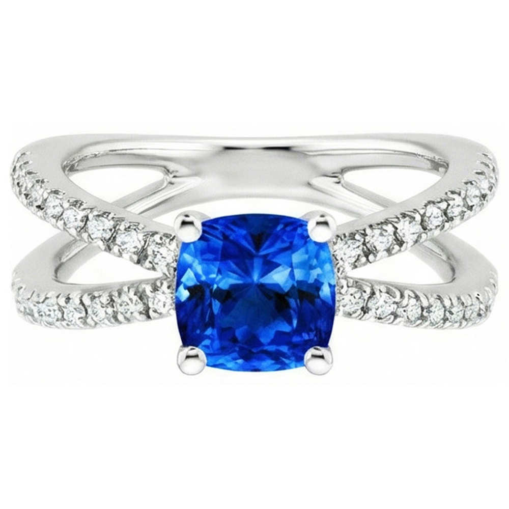 natural round sapphire 2.50ct ring close up detail