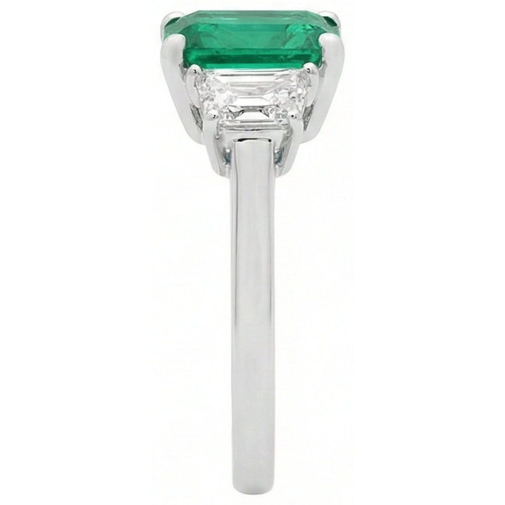 natural emerald 2.50ct ring profile view