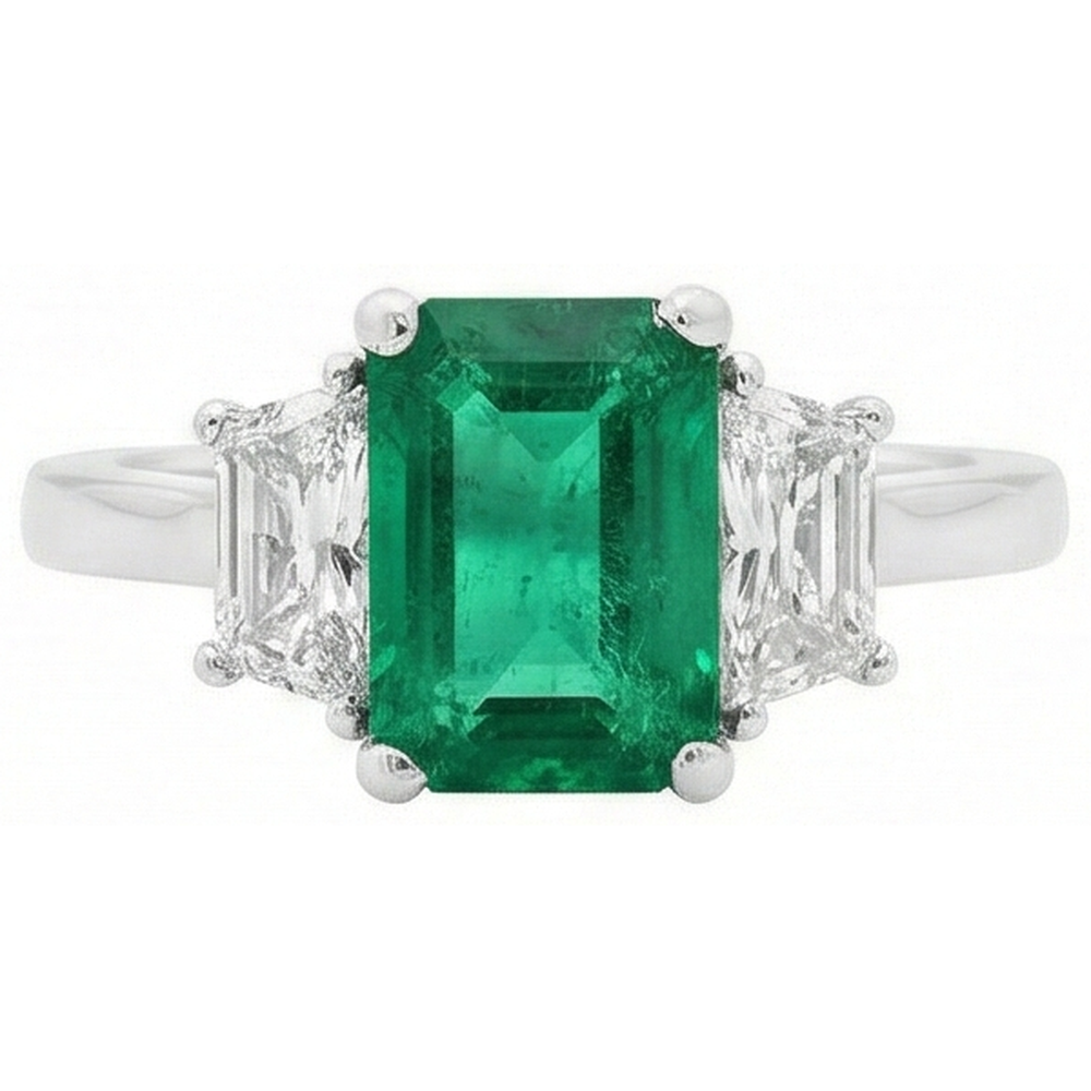 natural emerald 2.50ct ring close up detail