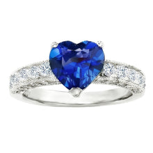 2.50 Carats Heart Cut Ceylon Blue Sapphire Natural Earth Mined Diamond Engagement Ring