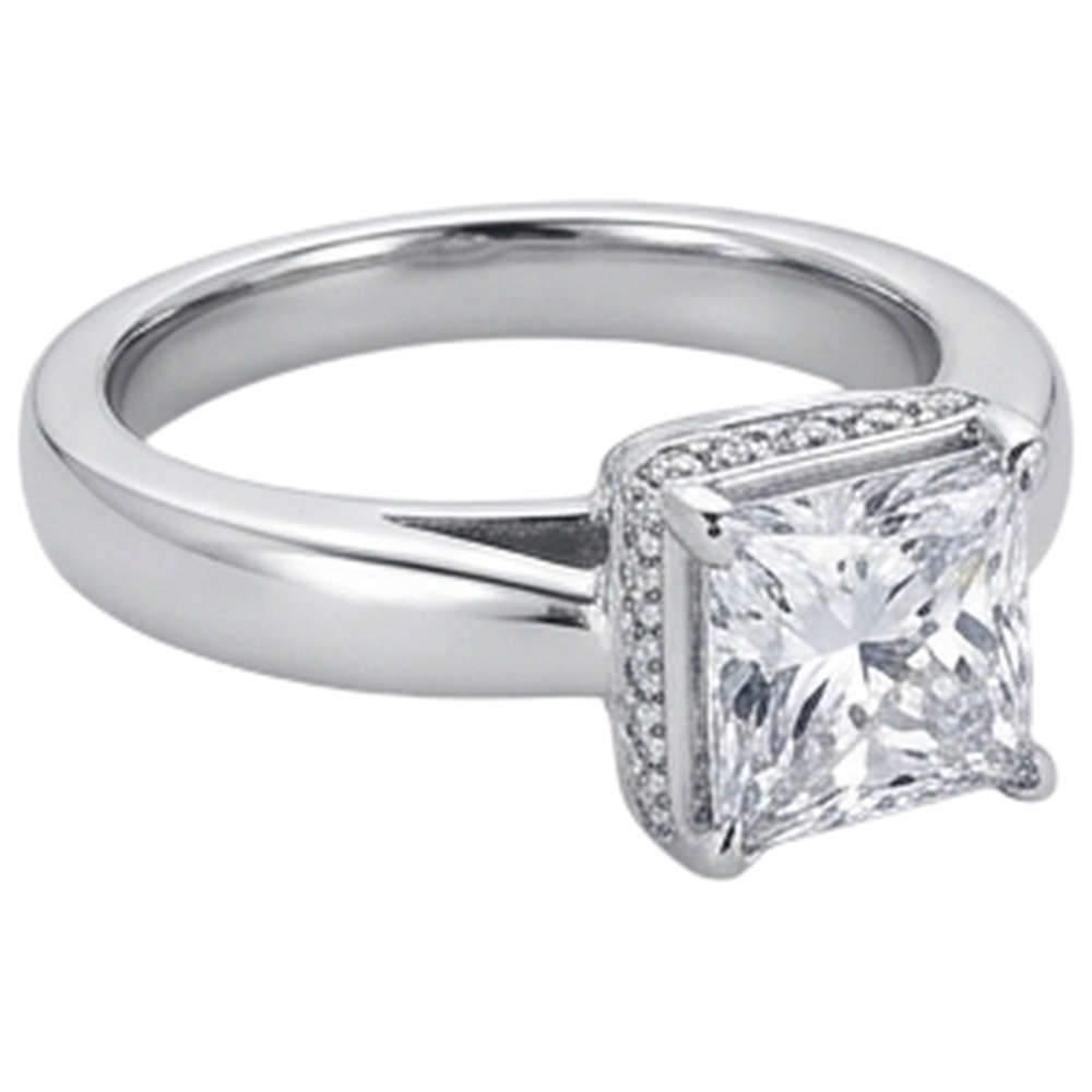 2.50 Carats Hidden Halo Princess Cut Natural Earth Mined DIAMOND ( NOT LAB GROWN ) Engagement Ring New