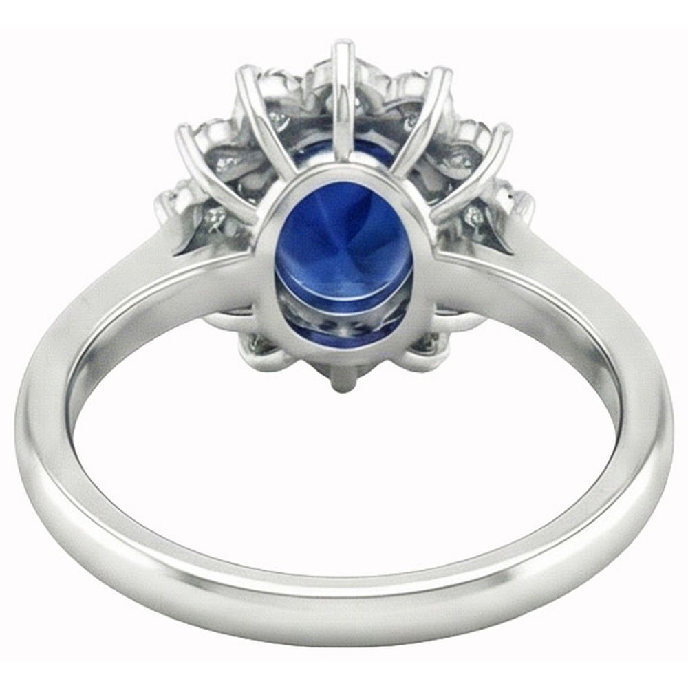 natural round sapphire 2.50ct ring on white background