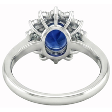 natural round sapphire 2.50ct ring on white background