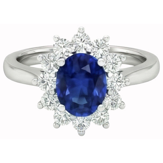 natural round sapphire 2.50ct ring front view