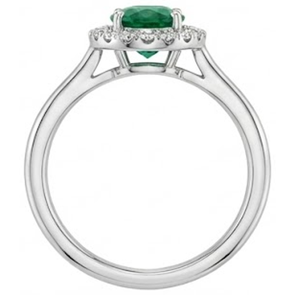 2.50 Carats Prong Set Green Emerald And Natural Earth Mined Diamonds Wedding Ring White Gold