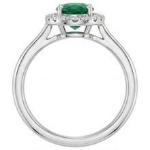 2.50 Carats Prong Set Green Emerald And Natural Earth Mined Diamonds Wedding Ring White Gold